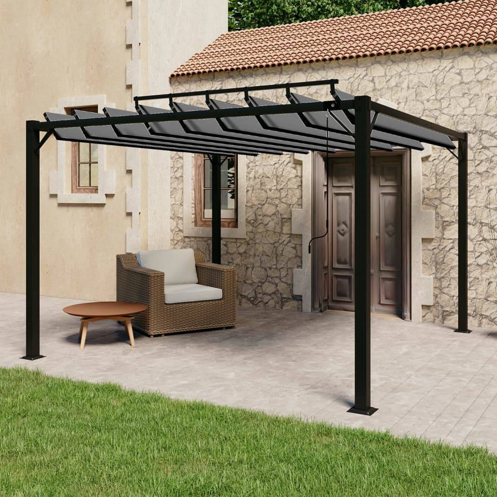 PANGIVO - Tonnelle aluminium et tissu anthracite 300 x 300 x 225 cm - PANGIVO