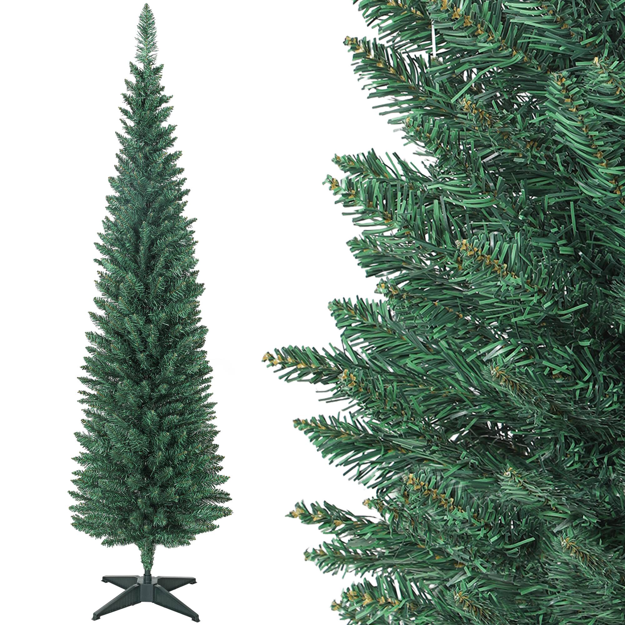 Sapin de Noël artificiel 180 cm, arbre de Noël slim, 321 pointes, facile à monter et ranger, pour maison bureau, vert - Image 1