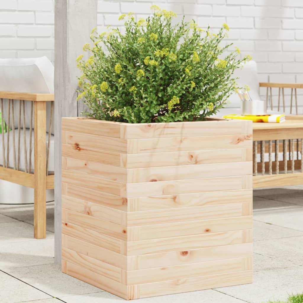 ComfortXL - Bac à Arbuste Carré en Pin Massif Naturel – Jardinière Moyenne Classique pour Décoration Terrasse et Entrée – 40x46cm Brun – ComfortXL Outdoor Living - Image 1