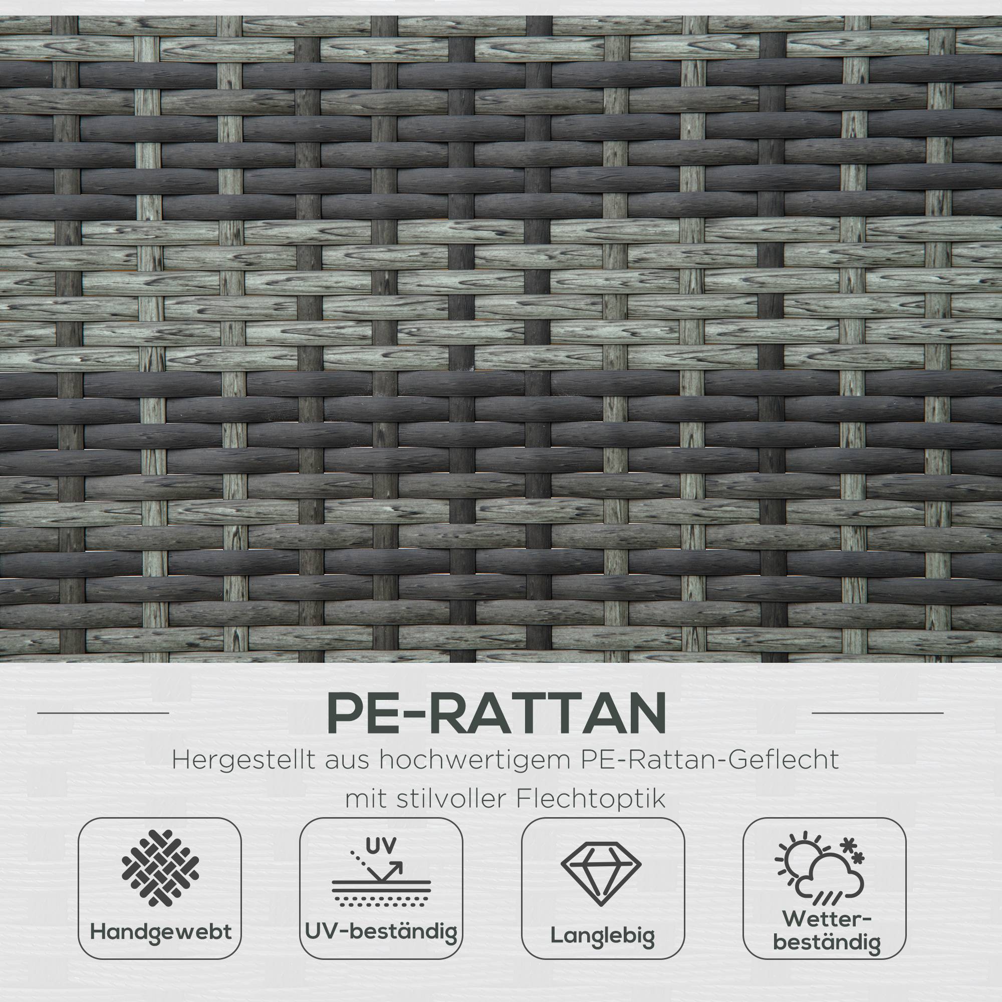 Bain de soleil double résine tressée gris 196 x 120 x 28 cm - PANGIVO - Image 6