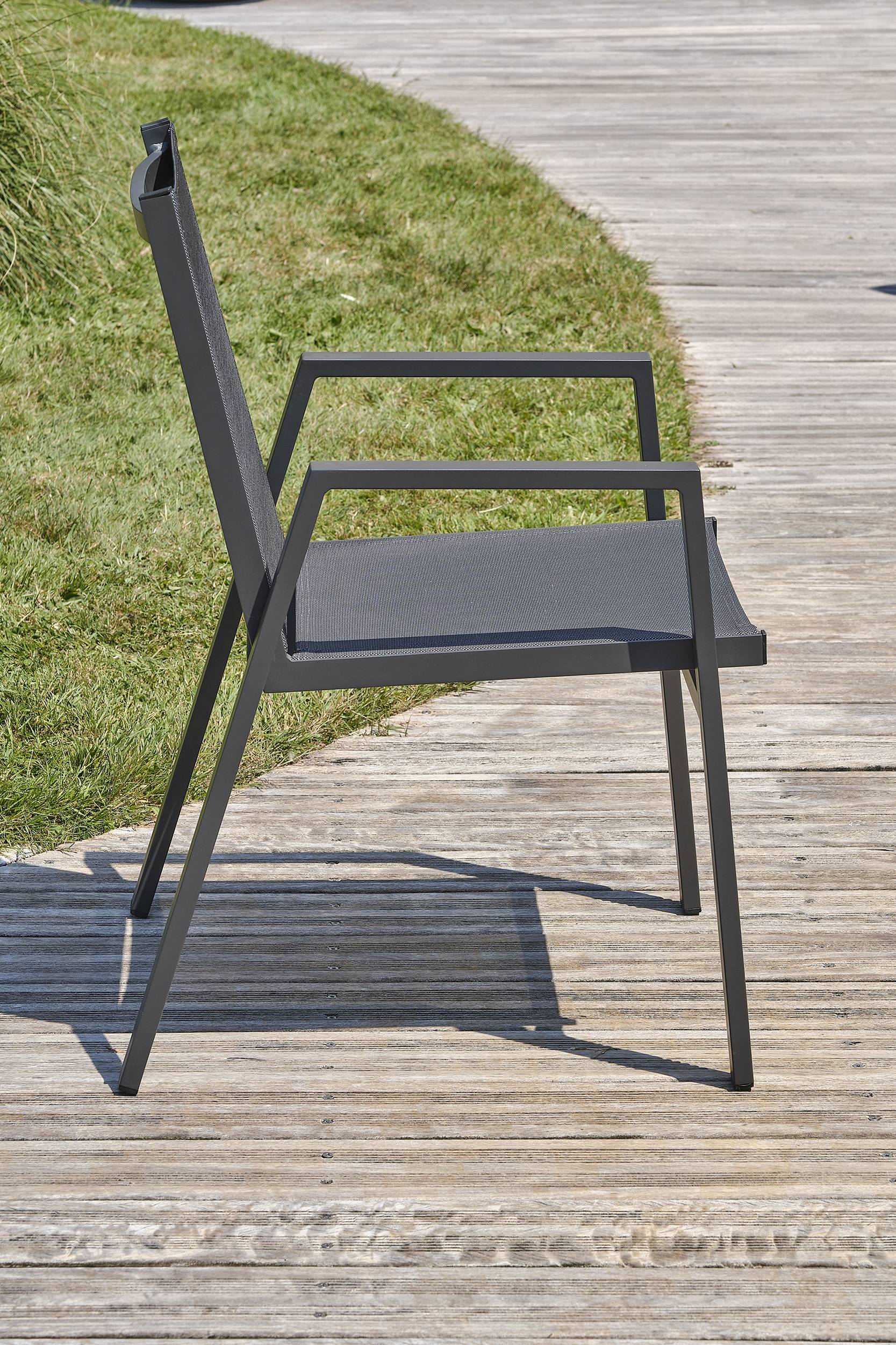 Dcb Garden - Lot de 2 fauteuils de jardin empilables en aluminium  - Gris anthracite - FLORIDE - Image 3
