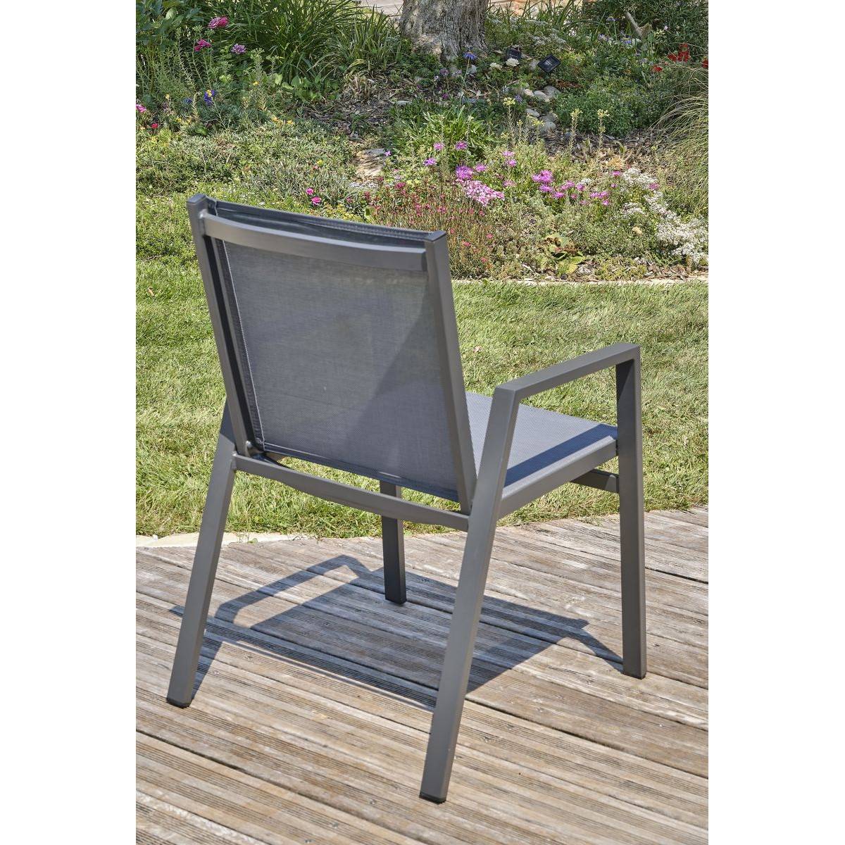 Dcb Garden - Lot de 2 fauteuils de jardin empilables en aluminium  - Gris anthracite - FLORIDE - Image 7
