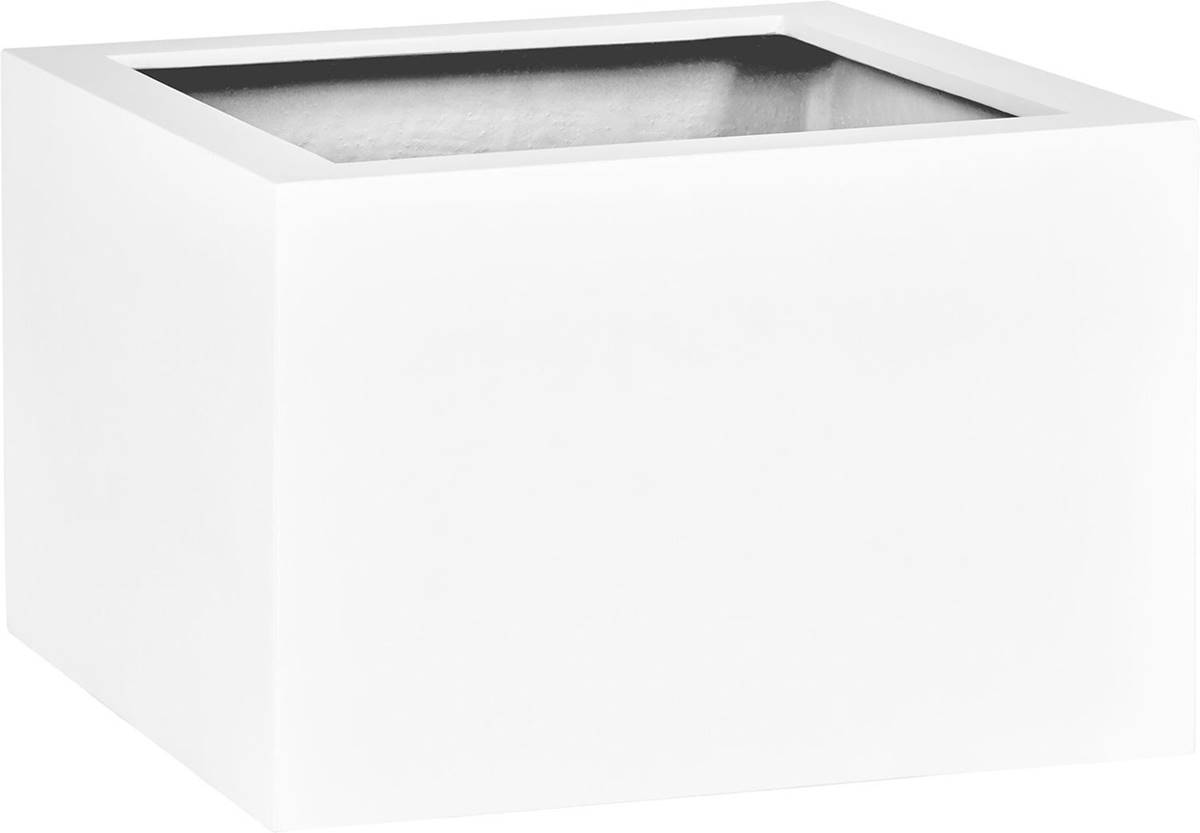 Artificielles - Bac fibres de verre renforcé 100 x 100 cm H 60 cm Ext. carré blanc mat - dimhaut: H 100 cm - couleur: Blanc neige