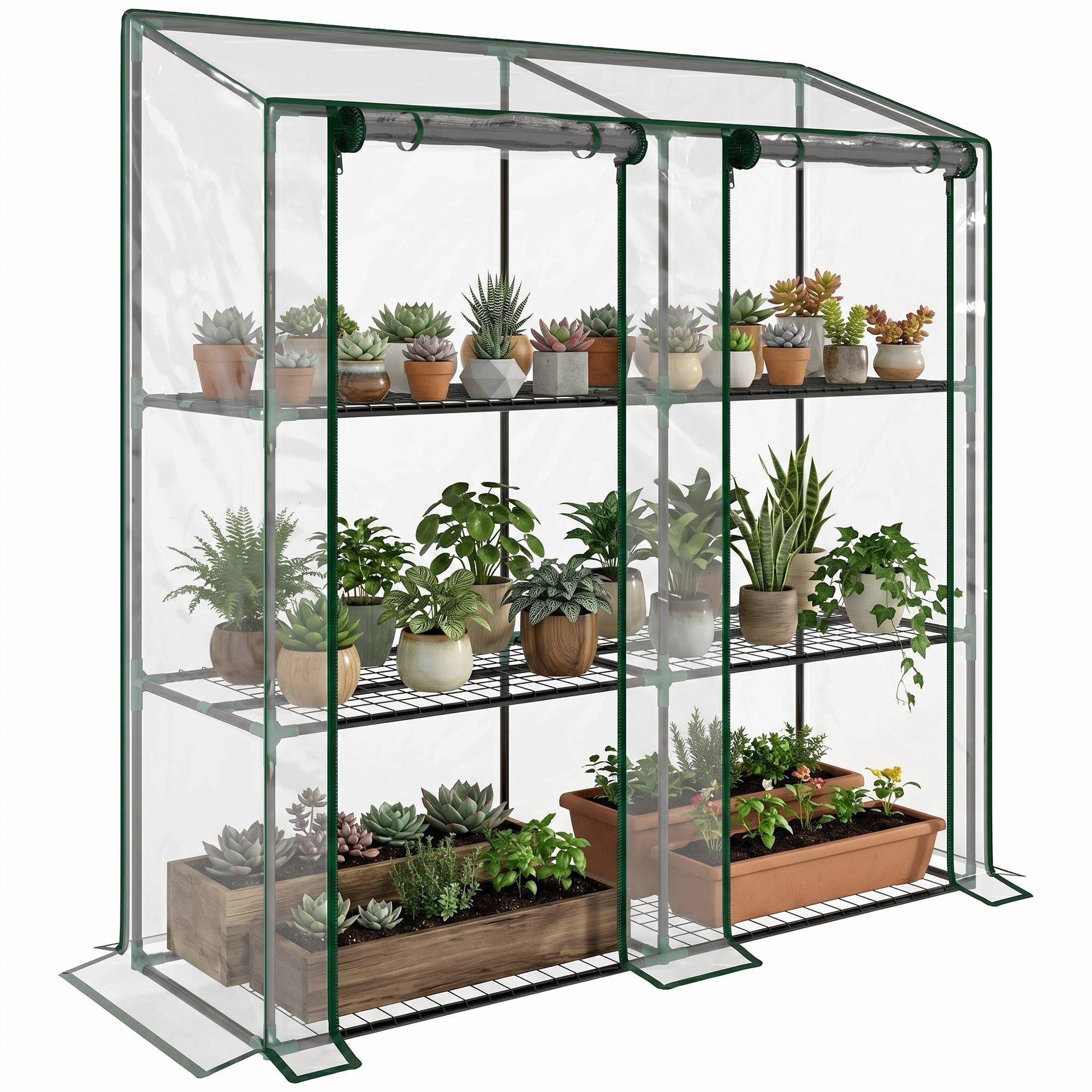 ComfortXL - Serre de balcon acier et PE transparent 143 x 46 x 151 cm 6 étagères 2 portes - ComfortXL Outdoor Living