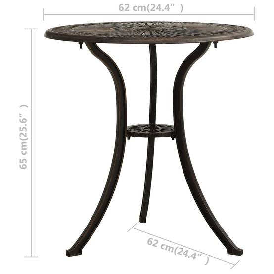 Table de jardin aluminium coulé bronze 62 x 62 x 65 cm - PANGIVO - Image 6