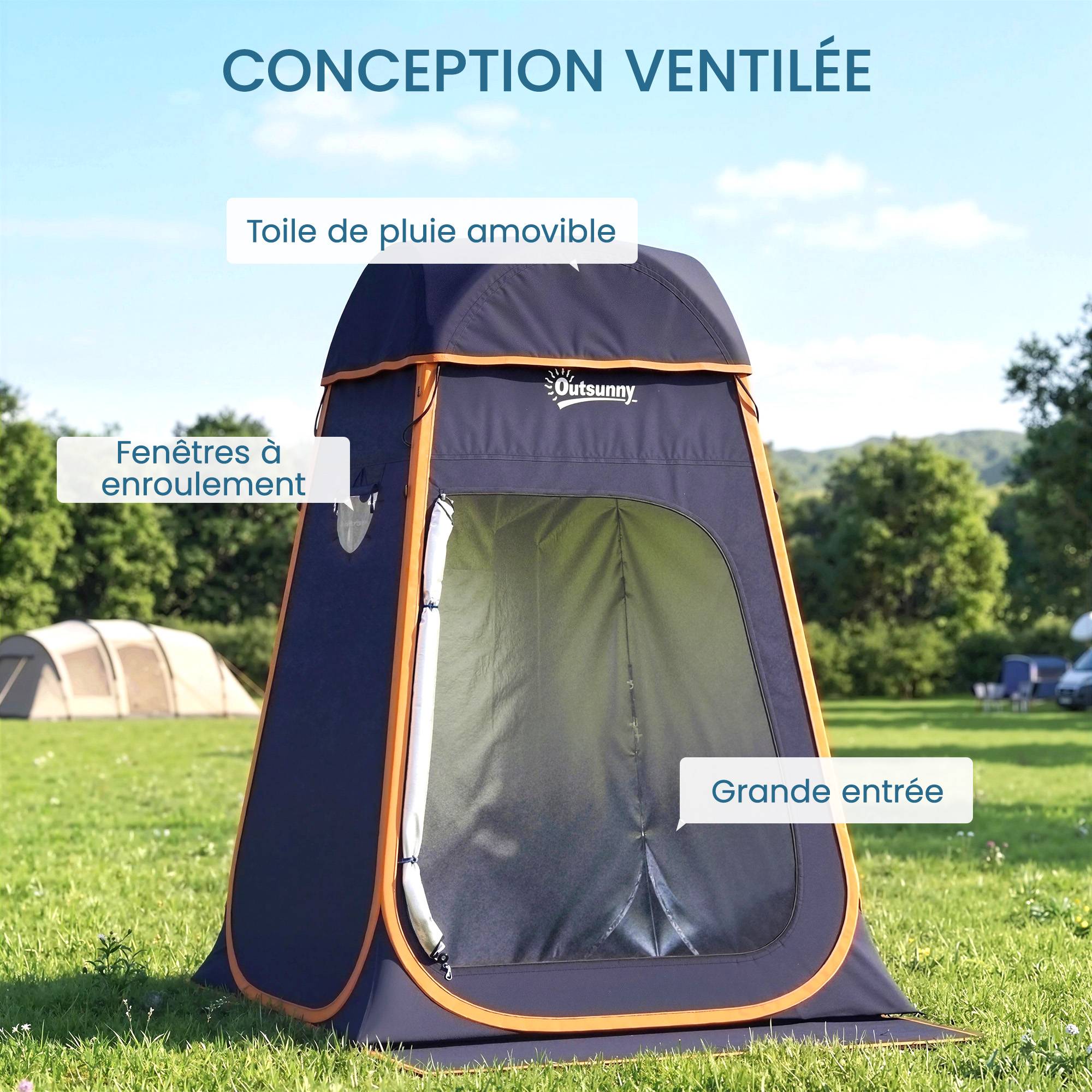 Tente de douche polyester bleu foncé 152 x 152 x 200 cm - PANGIVO - Image 9