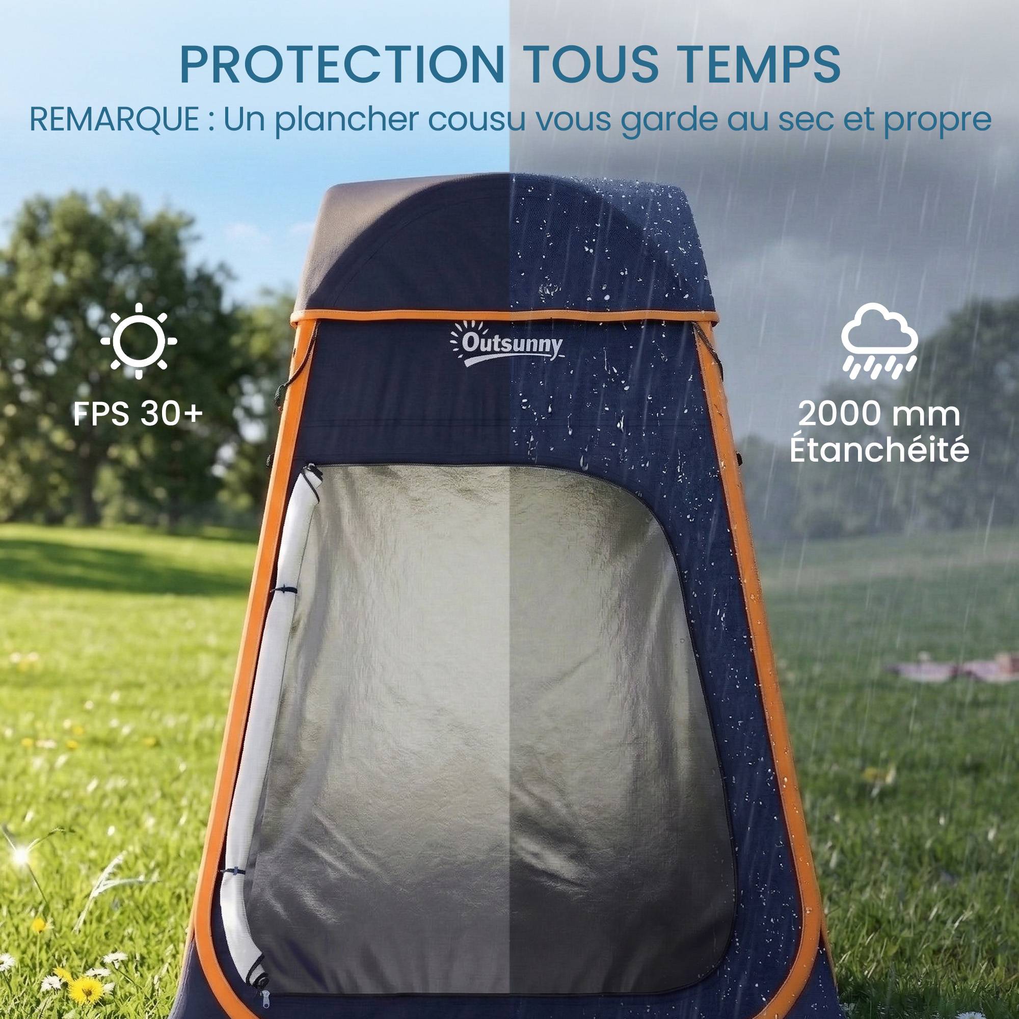 Tente de douche polyester bleu foncé 152 x 152 x 200 cm - PANGIVO - Image 8