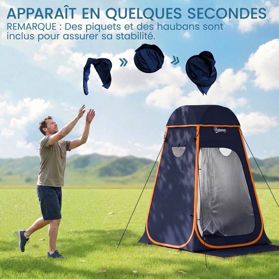Tente de douche polyester bleu foncé 152 x 152 x 200 cm - PANGIVO - Image 6