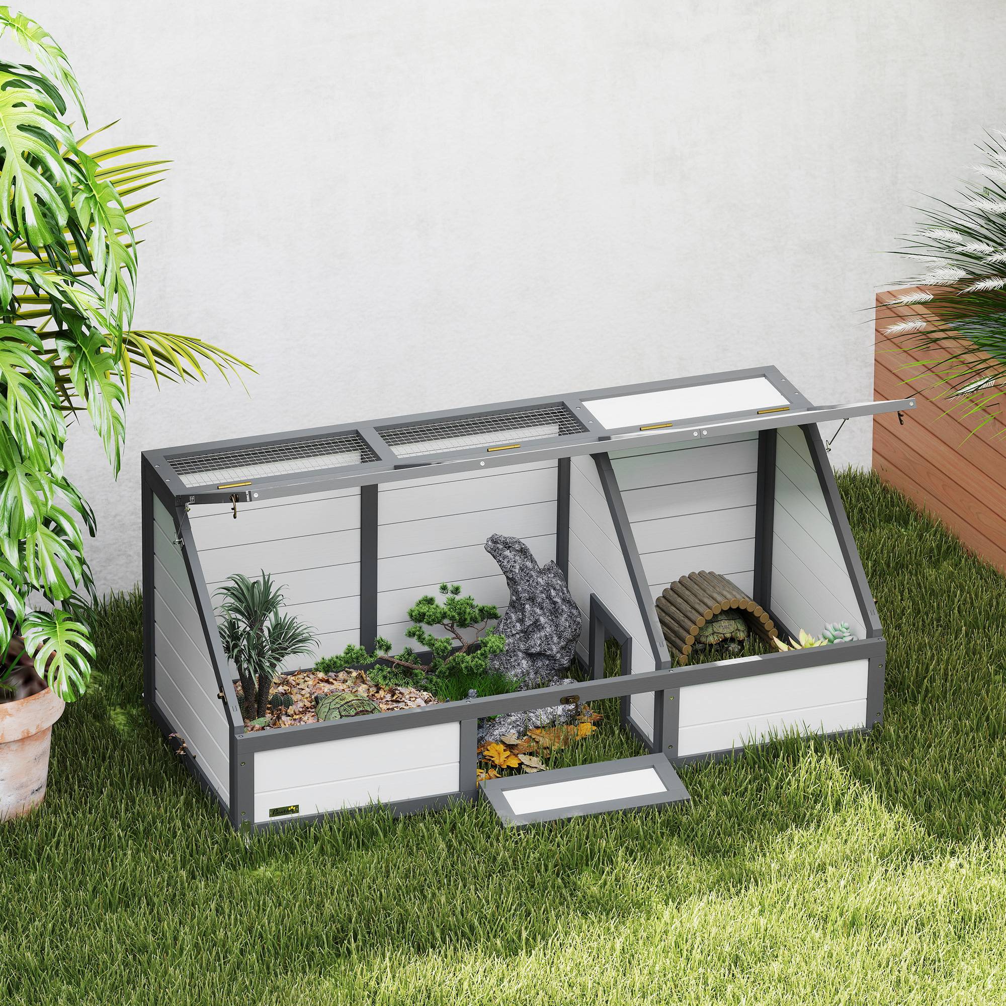 Boîte pour tortues, enclos extérieur, design sans fond, ouverture facile, maison pour tortues, blanc - Image 3