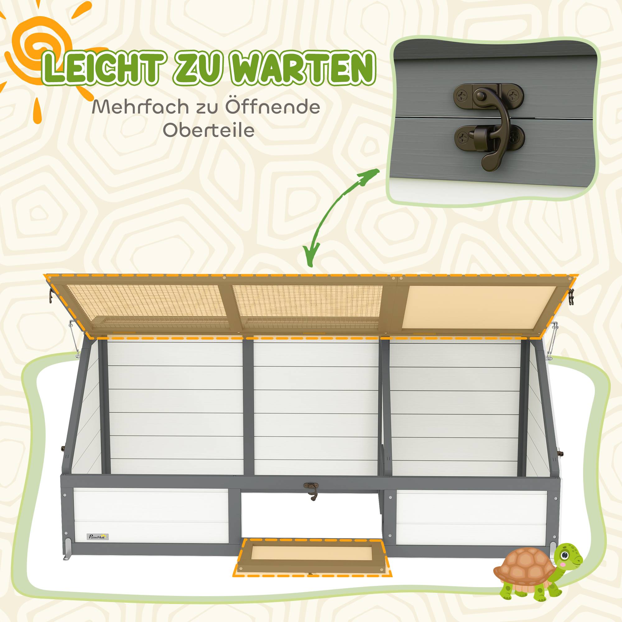 Boîte pour tortues, enclos extérieur, design sans fond, ouverture facile, maison pour tortues, blanc - Image 9