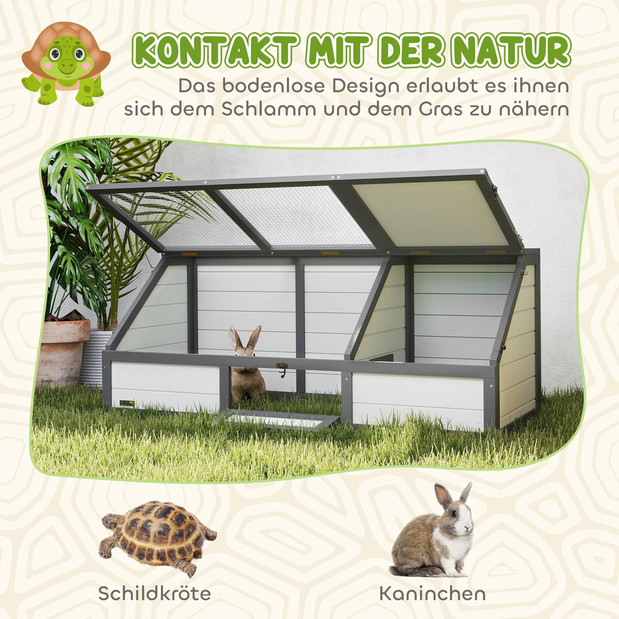 Boîte pour tortues, enclos extérieur, design sans fond, ouverture facile, maison pour tortues, blanc - Image 7