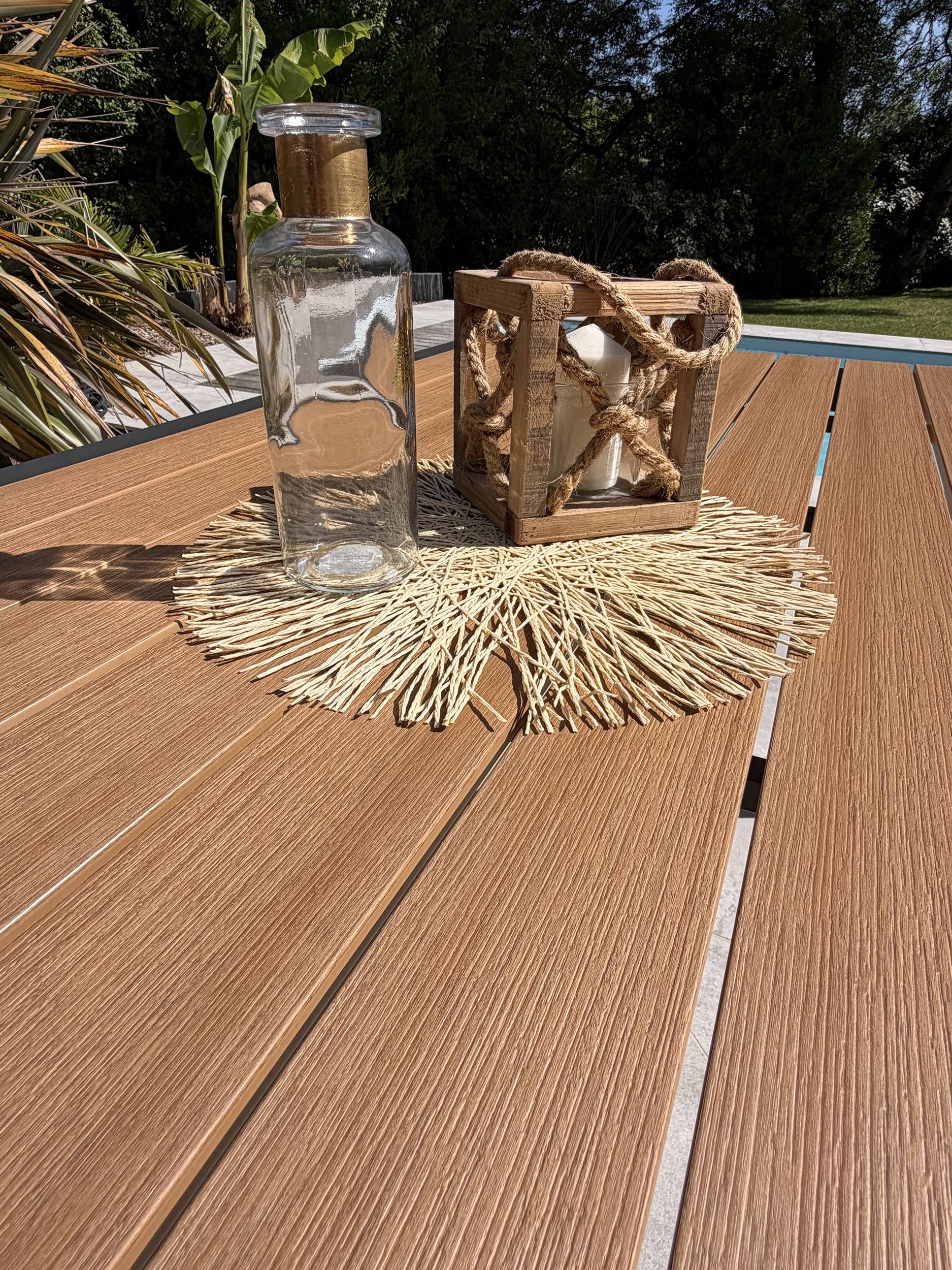 Dcb Garden - Table de jardin en alu plateau polywood aspect bois - Gris anthracite - TONGA - Image 6
