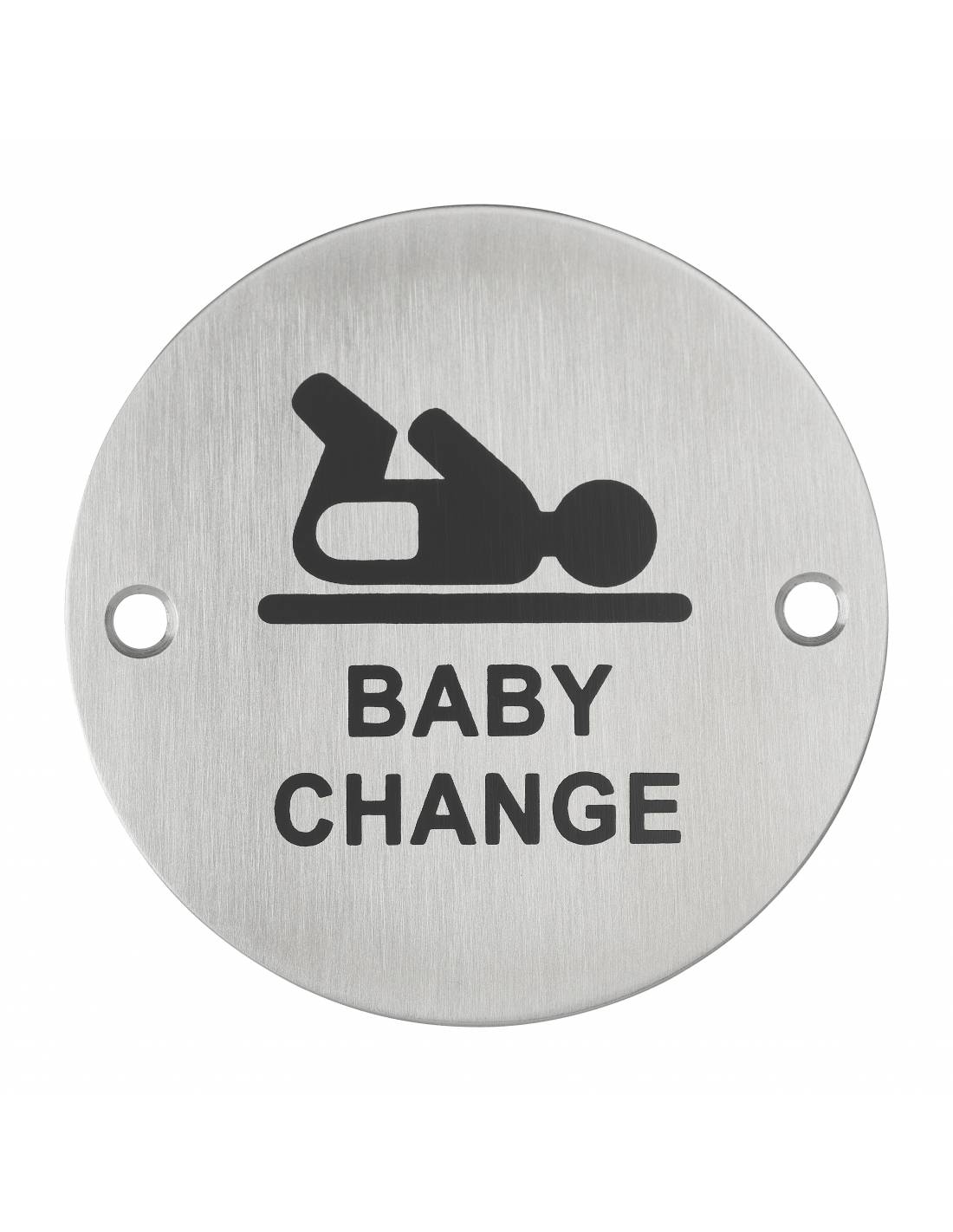 Disque de signalisation Espace Bébé , à visser, inox brossé, marquage noir, Ø76mm - THIRARD - Image 1