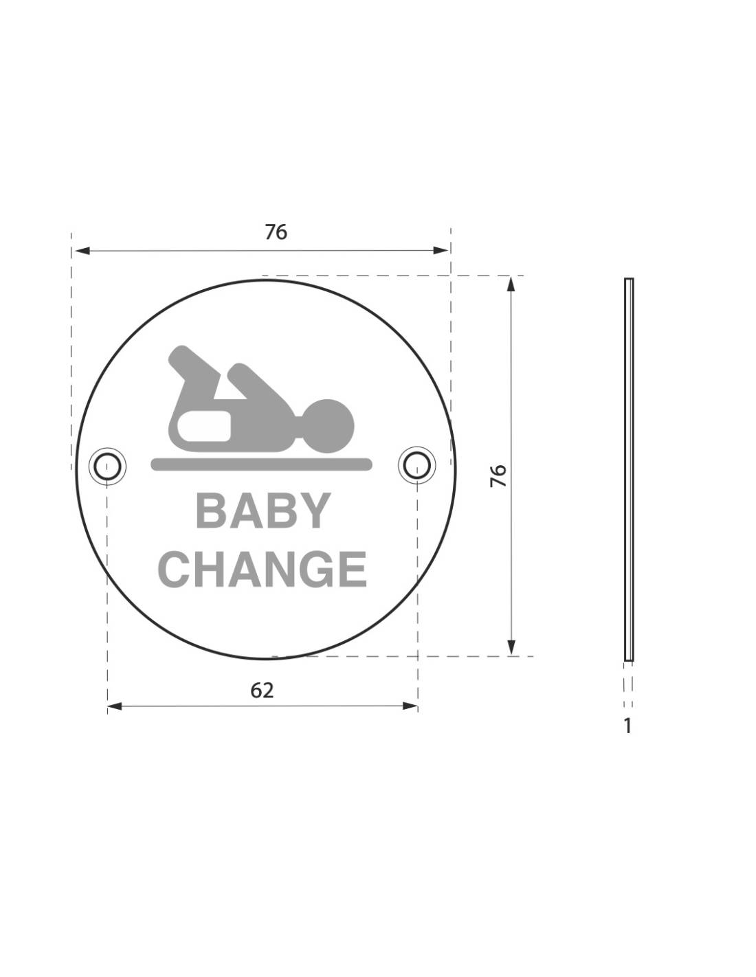 Disque de signalisation Espace Bébé , à visser, inox brossé, marquage noir, Ø76mm - THIRARD - Image 2