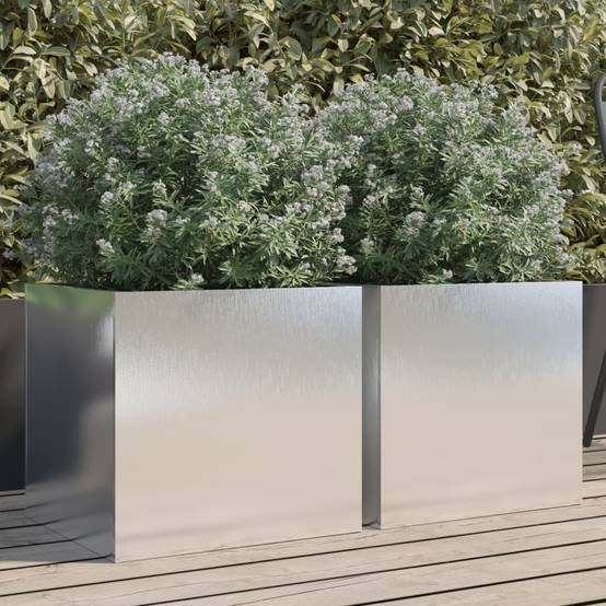 Jardinières 2 pcs acier inoxydable argenté 42 x 40 x 39 cm - PANGIVO - Image 1