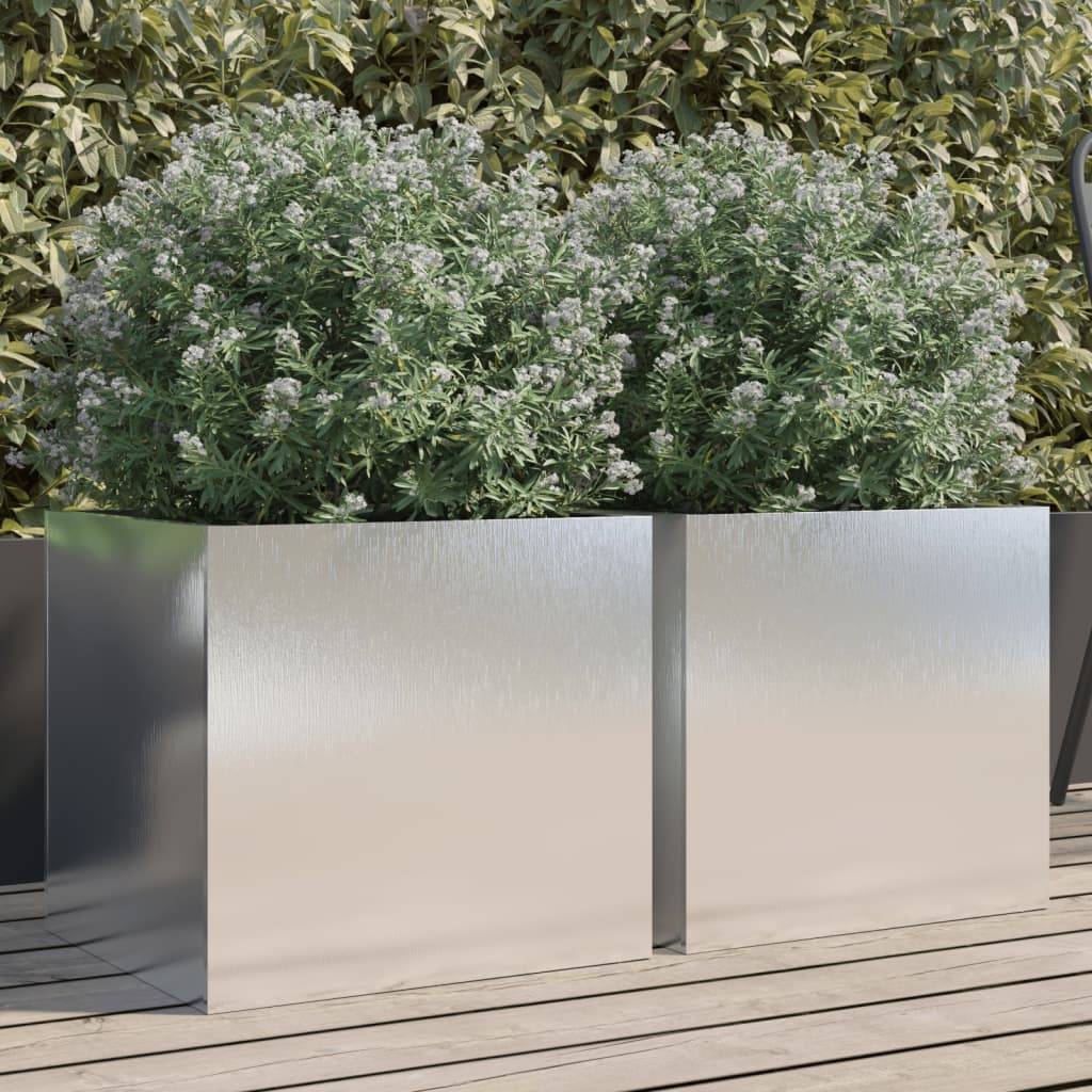 Jardinières 2 pcs acier inoxydable argenté 42 x 40 x 39 cm - PANGIVO - Image 1