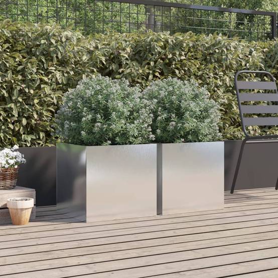 Jardinières 2 pcs acier inoxydable argenté 42 x 40 x 39 cm - PANGIVO - Image 3