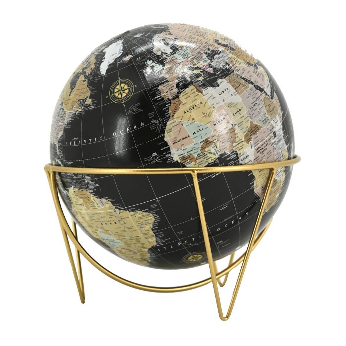 Aubry Gaspard - Globe en résine noire et métal doré - Imagen 1