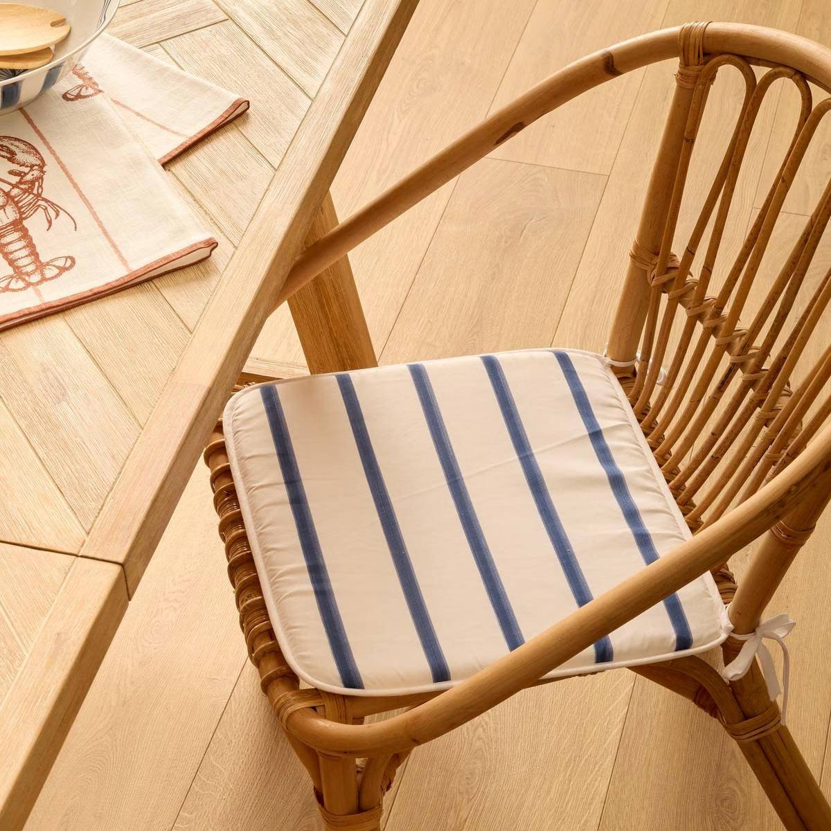 Galette de Chaise à Rayures "Océania" 39x39cm Blanc - Image 2
