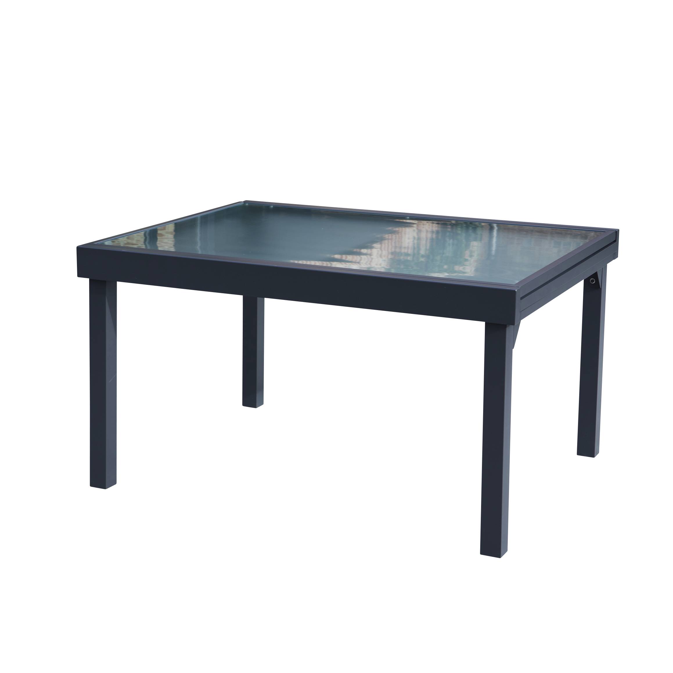 Wilsa Garden - Ensemble MODULO 6/10p en aluminium gris et verre transparent et 10 fauteuils en aluminium et assise textilène - Imagen 3