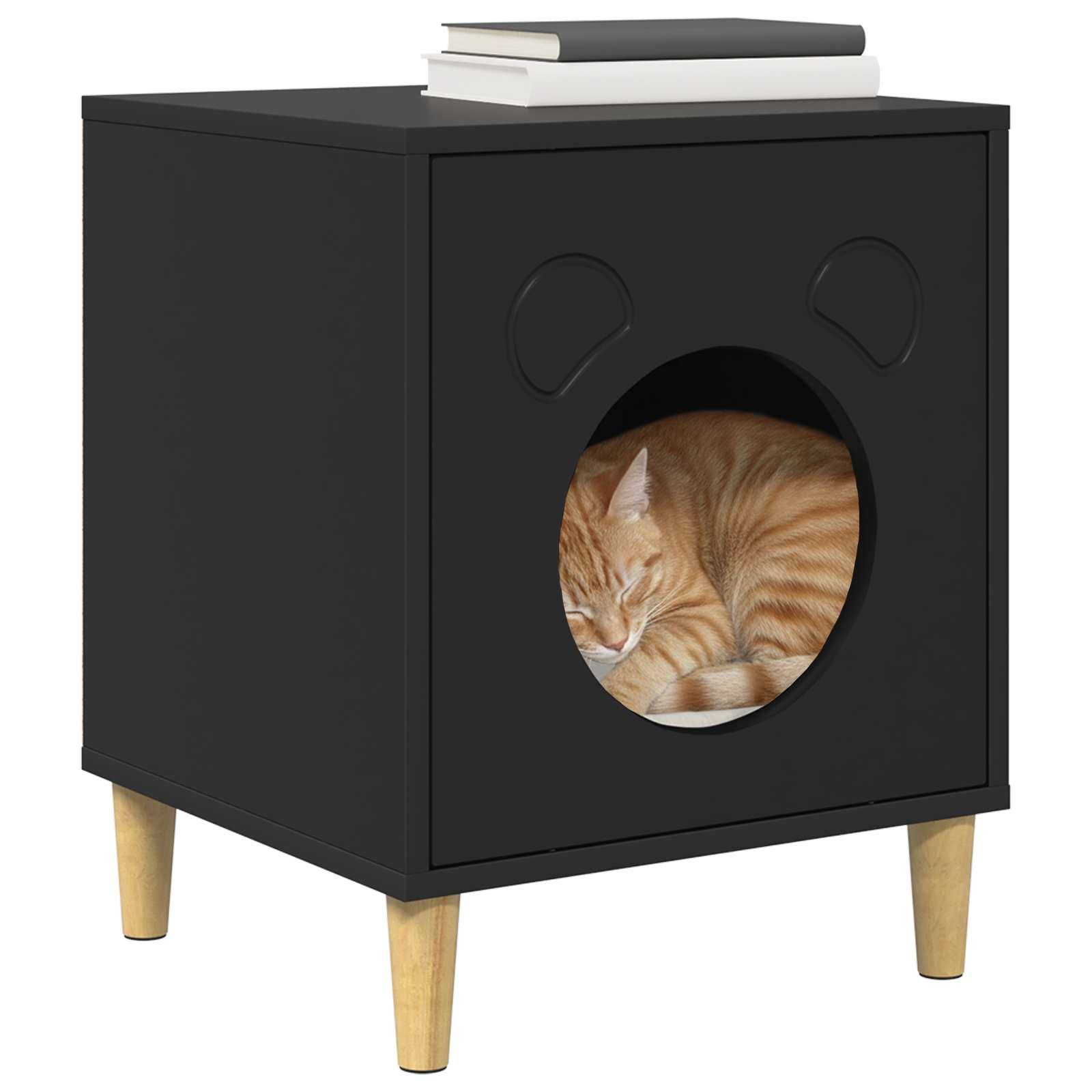 Vidaxl - Maison pour chat Noir 42,5 x 40 x 53 cm Bois d'ingénierie vidaXL 8000672 - Image 4