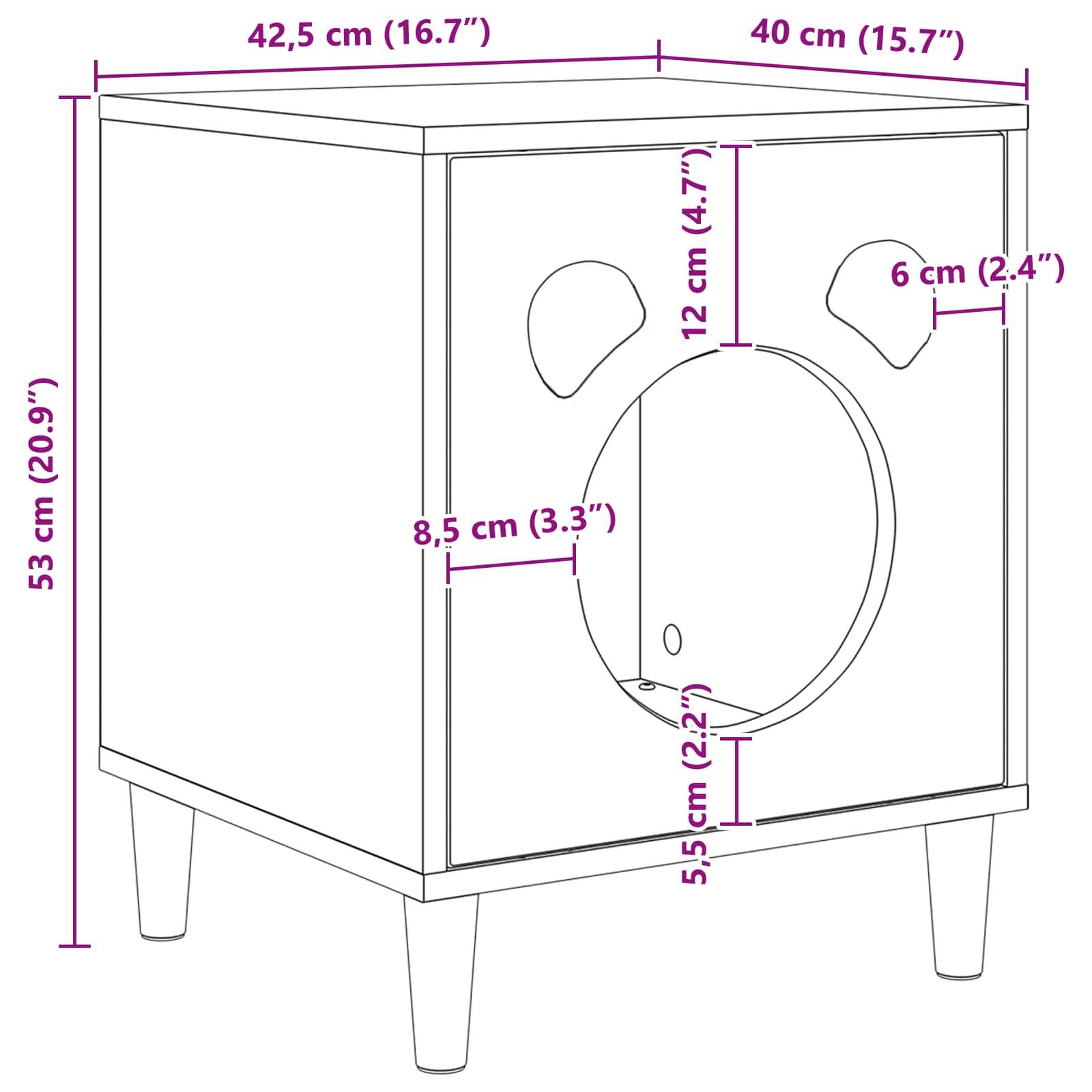 Vidaxl - Maison pour chat Noir 42,5 x 40 x 53 cm Bois d'ingénierie vidaXL 8000672 - Image 3