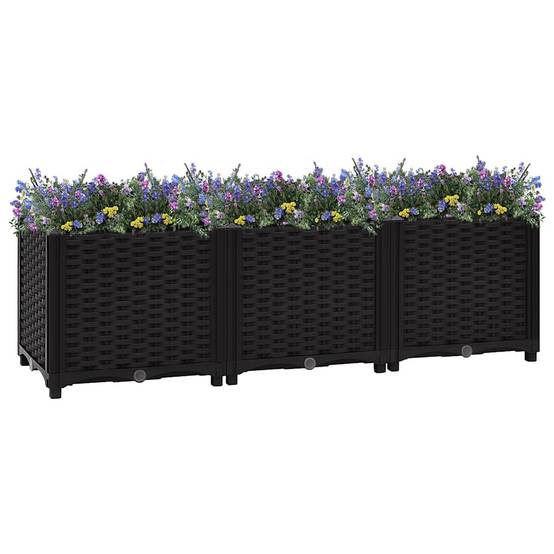 Grand carré potager surélevé 120 cm en polypropylène pour plantations Noir – ComfortXL Outdoor Living - Image 1