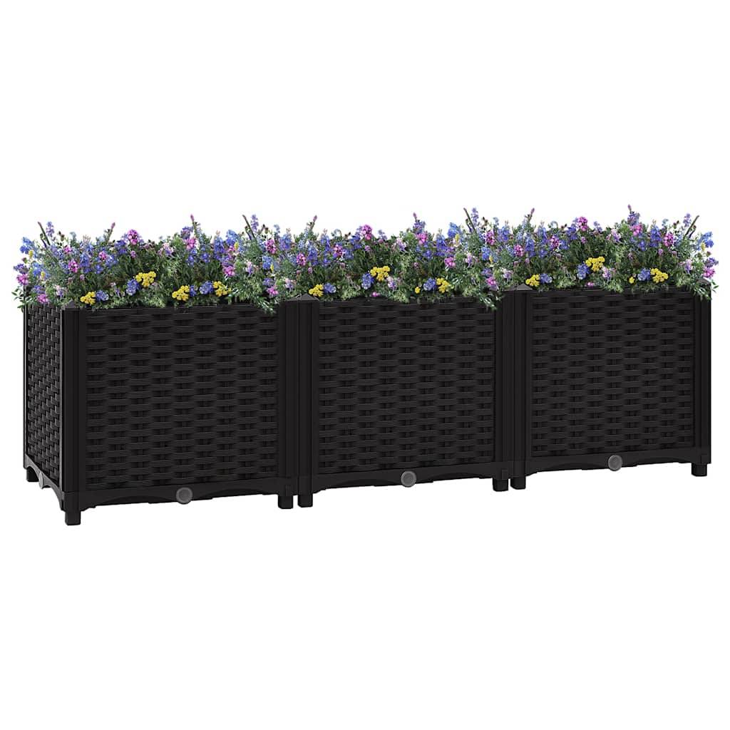 Grand carré potager surélevé 120 cm en polypropylène pour plantations Noir – ComfortXL Outdoor Living - Image 1