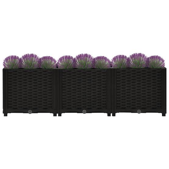 Grand carré potager surélevé 120 cm en polypropylène pour plantations Noir – ComfortXL Outdoor Living - Image 3