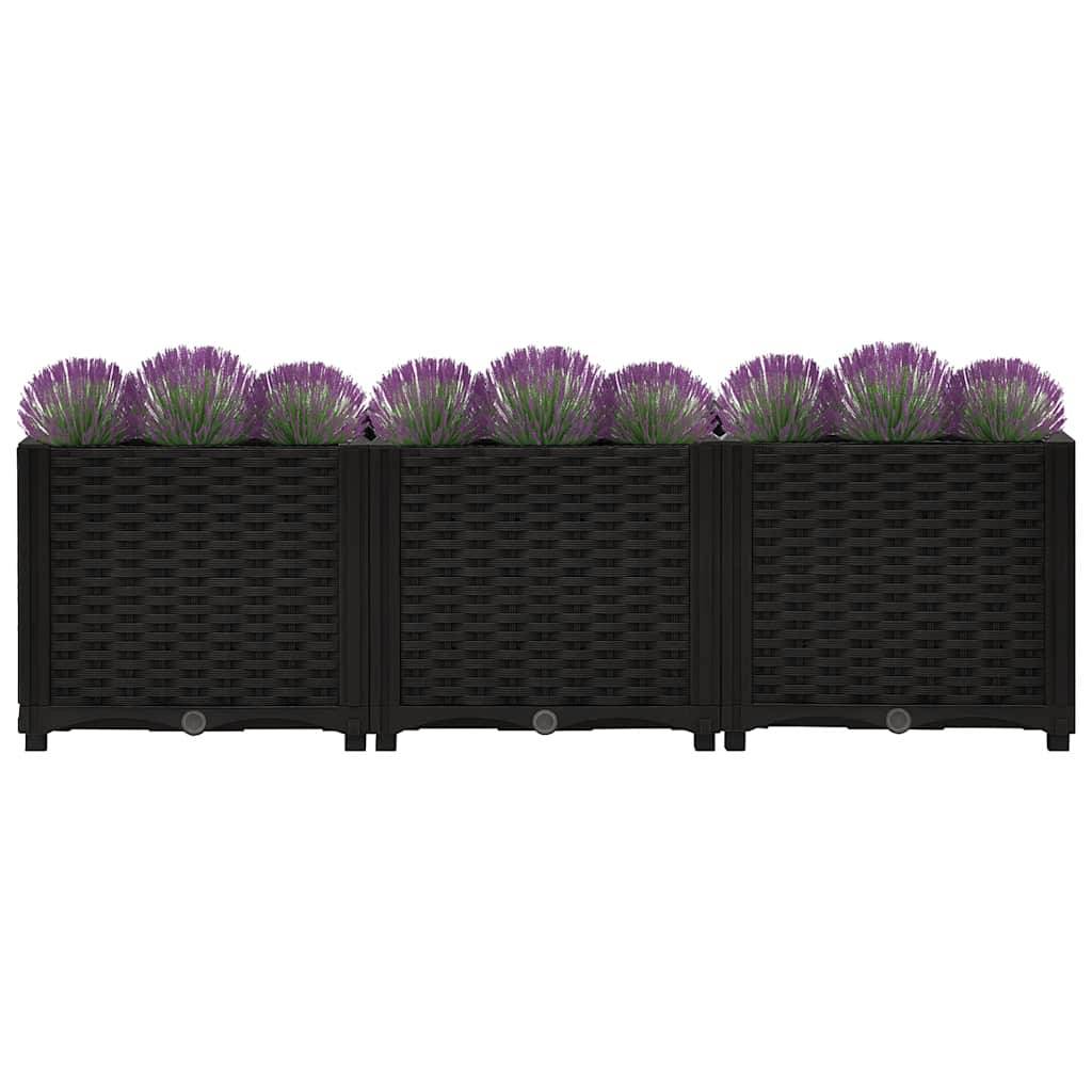 Grand carré potager surélevé 120 cm en polypropylène pour plantations Noir – ComfortXL Outdoor Living - Image 3