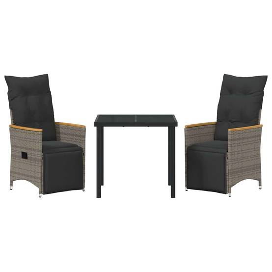 Petit Salon de Jardin 2 Personnes Poly Rotin Inclinable pour Balcon et Terrasse Gris – ComfortXL Outdoor Living - Image 7