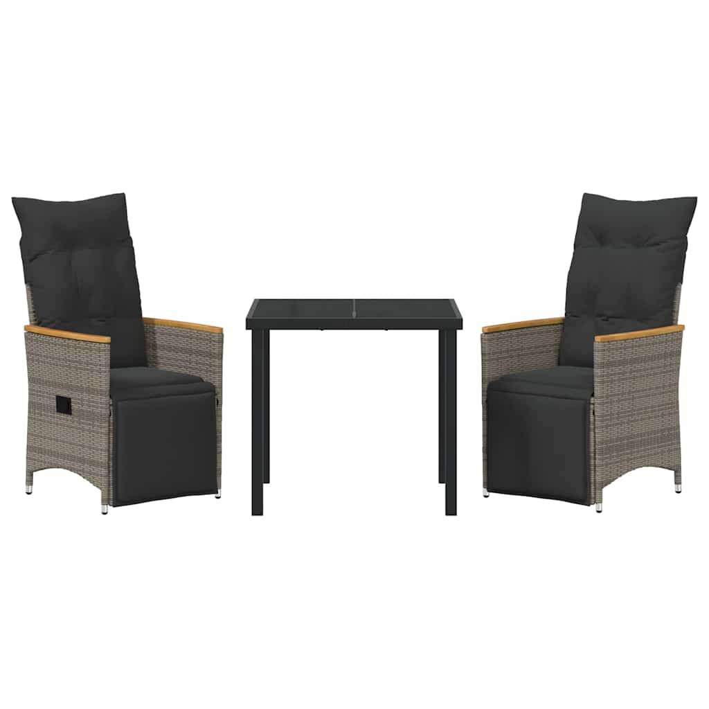 Petit Salon de Jardin 2 Personnes Poly Rotin Inclinable pour Balcon et Terrasse Gris – ComfortXL Outdoor Living - Image 7