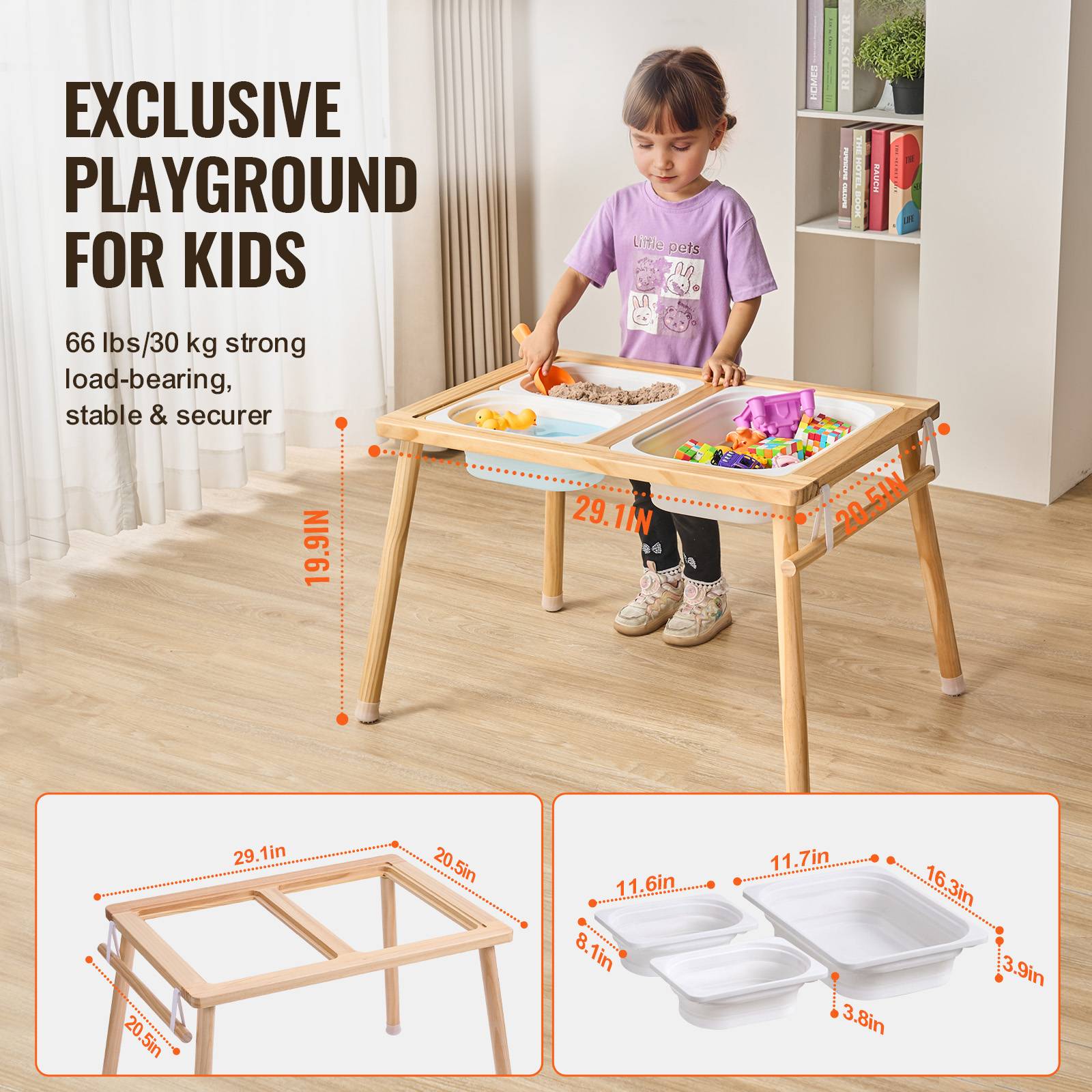 VEVOR Table d'Activités Table Sensorielle pour Enfants 1 Porte-papier 3 Bacs - Image 4