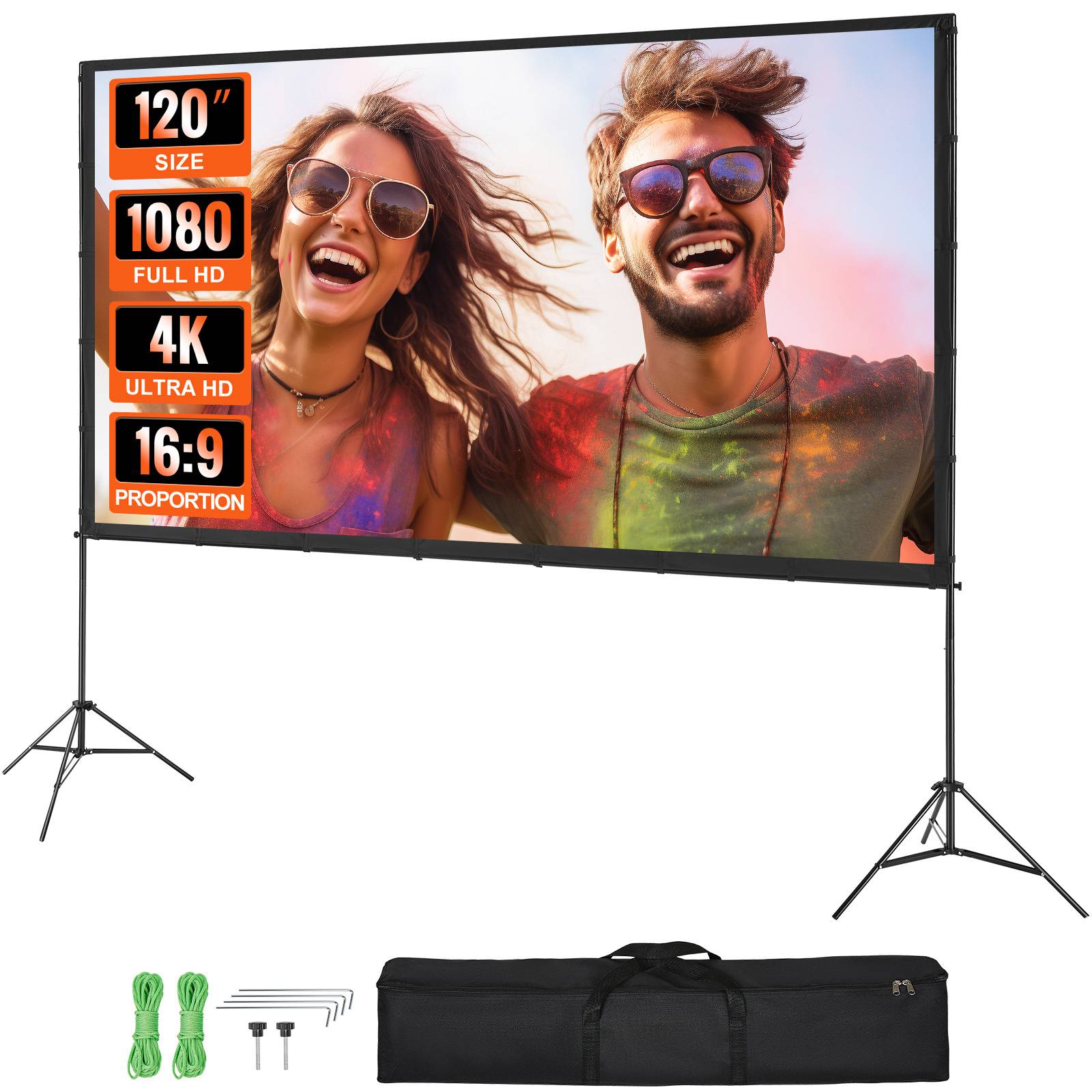 Vevor - VEVOR Écran projection sur pied portable 120 pouces 16:9 HD, double face anti-plis, sac. - Image 1
