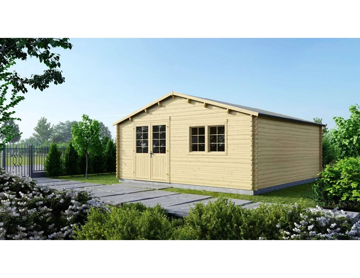 Altanka - Abri de jardin en bois - 36m2 - 6x6m - Ep. 40mm - Couleur: naturel - DOM610 - ALTANKA - Imagen 2