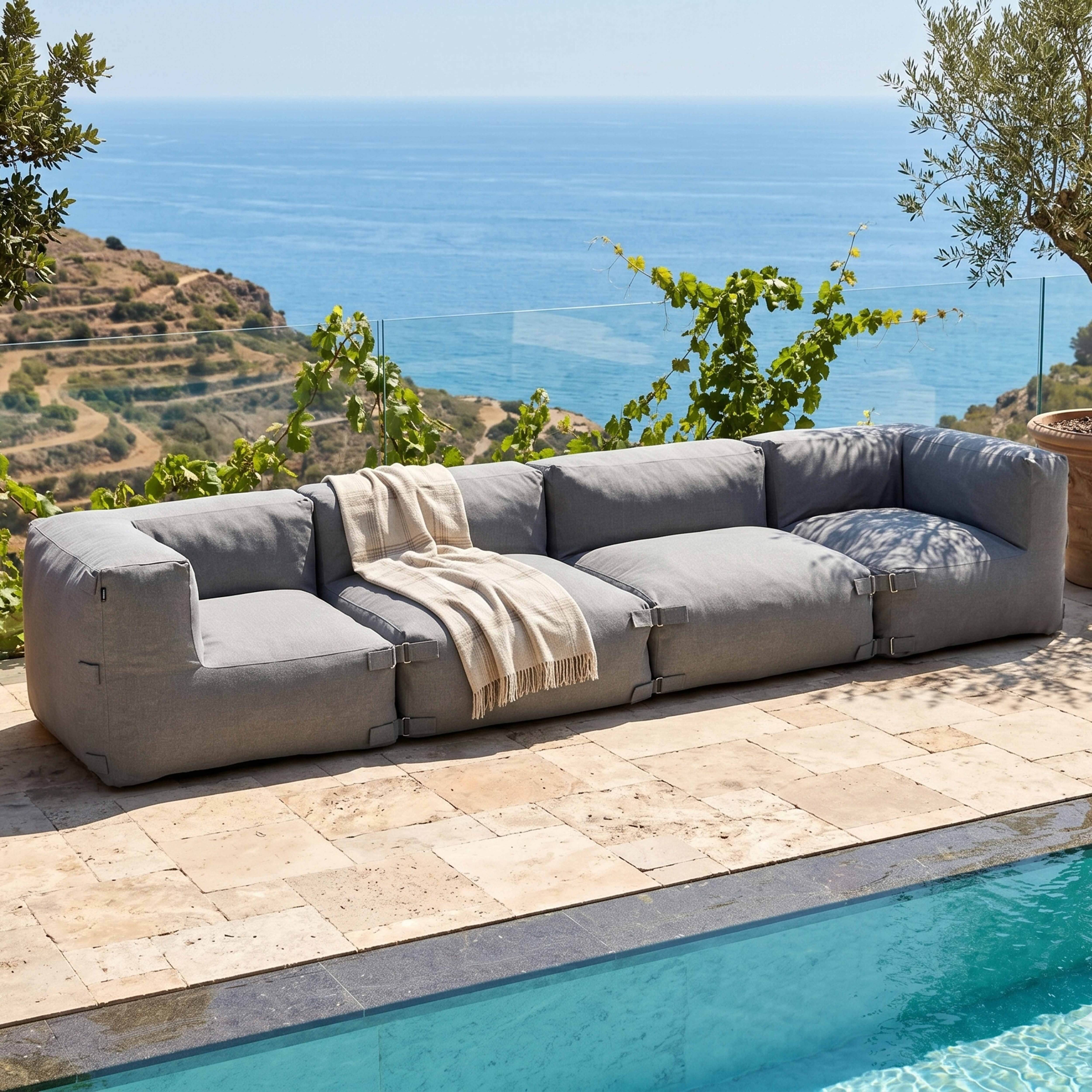 Oviala - Canapé de jardin modulable 4 places gris Mixi - Oviala - Imagen 1