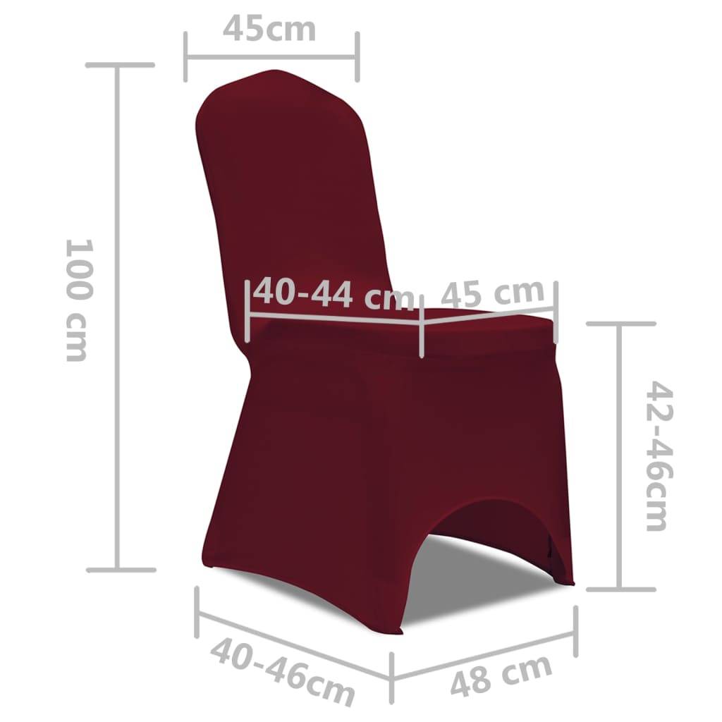 Housse pour chaises - Housse de protection bordeaux extensible 6 pièces PC109 - Image 8