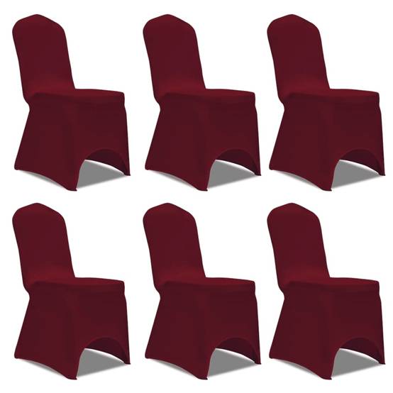 Housse pour chaises - Housse de protection bordeaux extensible 6 pièces PC109 - Image 2