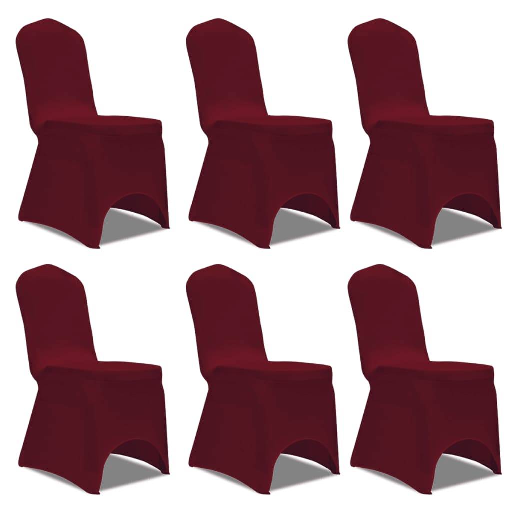 Housse pour chaises - Housse de protection bordeaux extensible 6 pièces PC109 - Image 2