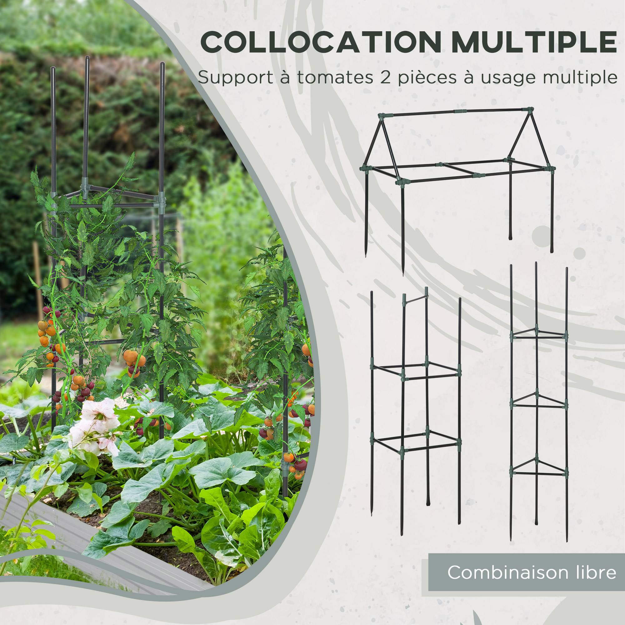 Outsunny - Carré potager jardinière rectangulaire 180x90x29,5cm grande capacité avec tuteurs tomates/plantes grimpantes métal - Outsunny - Image 6