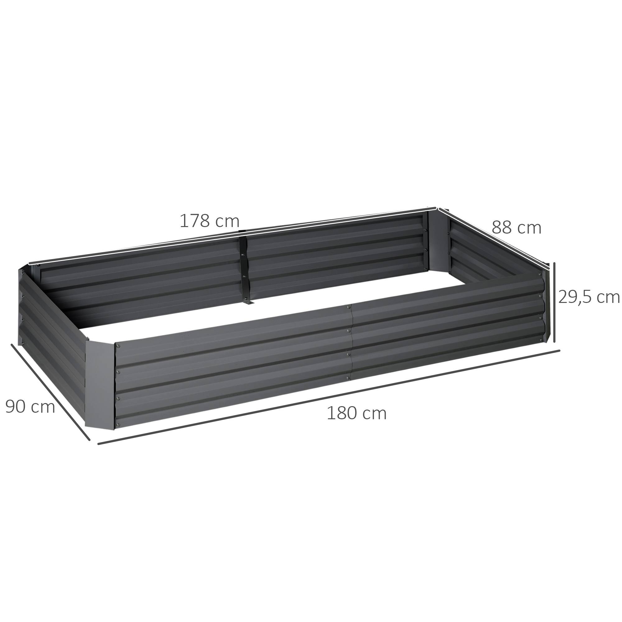 Outsunny - Carré potager jardinière rectangulaire 180x90x29,5cm grande capacité avec tuteurs tomates/plantes grimpantes métal - Outsunny - Image 3