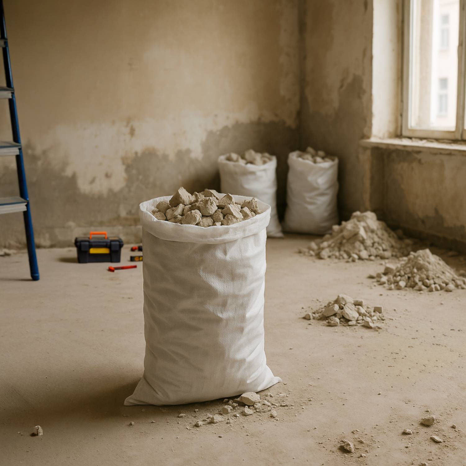 Lot de 5 sacs à gravats réutilisables en polypropylène haute qualité - 55 Kg - Blanc - Linxor - Image 4