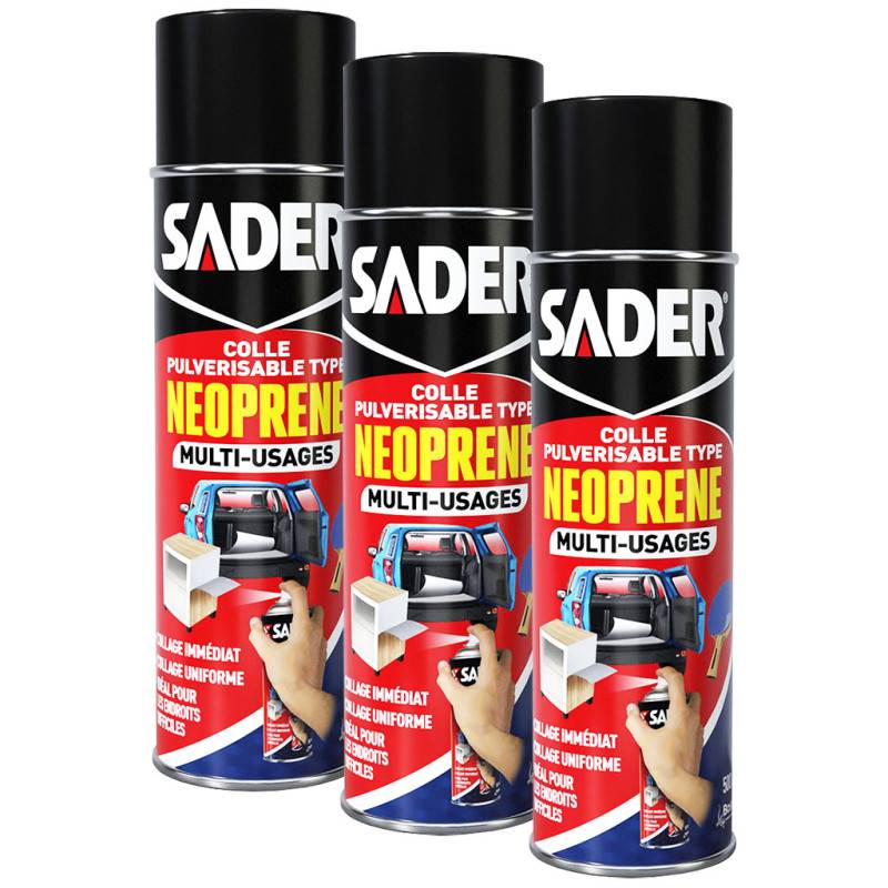 Sader - SADER Pack de 3 Colles multi-usages pulvérisable type néoprène 500ml - Image 1