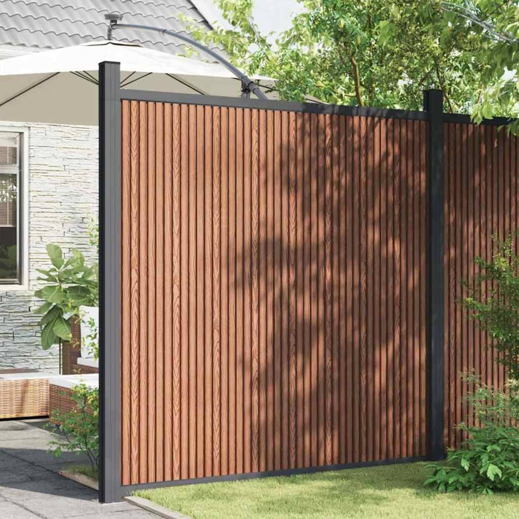 Panneau de clôture WPC aluminium marron 173 x 186 cm - PANGIVO - Image 3