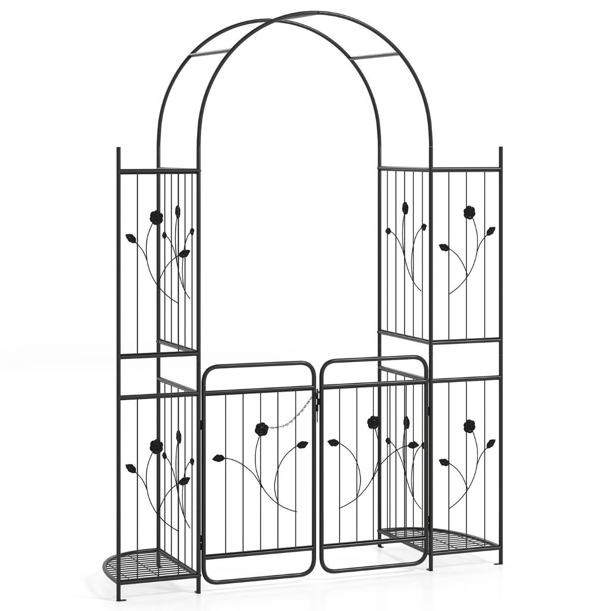 Arche de Jardin avec Portail Étagères Treillis pour Plante Grimpante Pergola de Mariage pour Cérémonie MAISON CHIC - Image 1