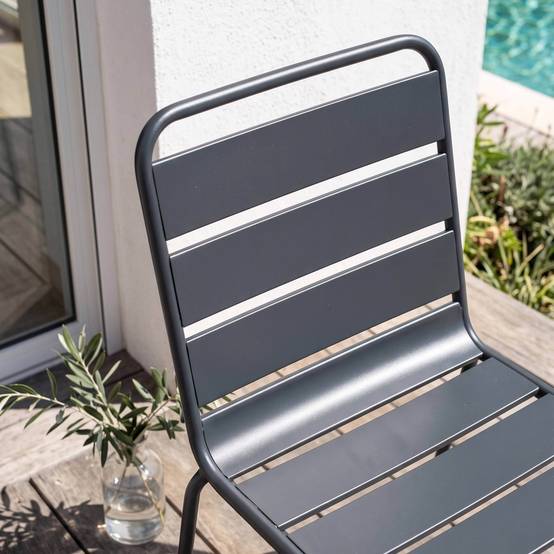 Oviala - Chaise de jardin en métal gris anthracite Palavas - Oviala - Imagen 3