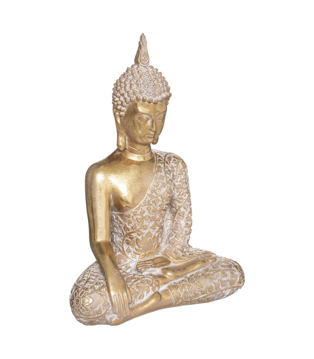 Objet décoratif  Bouddha Assis en résine dorée H 31 cm