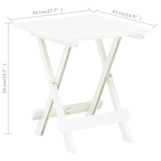Table d'extérieur pliable - Table de jardin blanc 45x43x50 cm plastique - Image 7