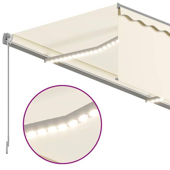 Auvent Rétractable Manuel avec Store et Éclairage LED pour Jardin et Balcon Crème 3,5x2,5m – ComfortXL Outdoor Living - Image 5