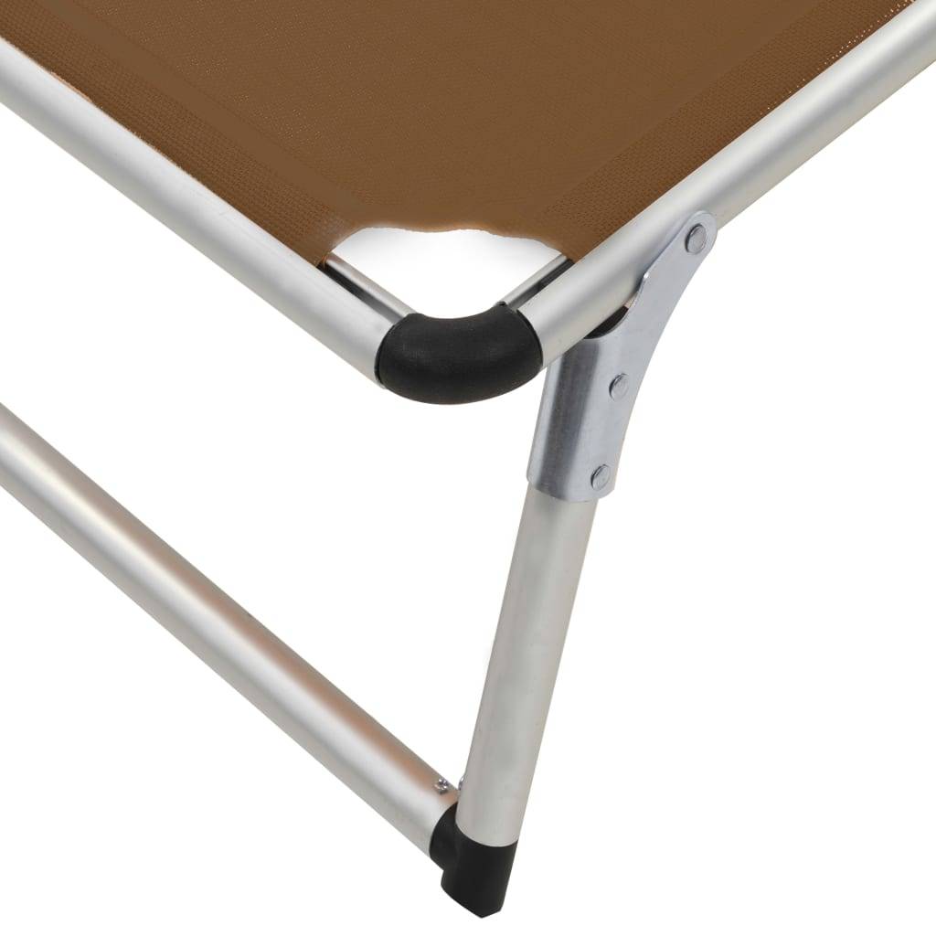 Helloshop26 - Lot de deux chaises longues pliables toit aluminium textilène marron - Imagen 9